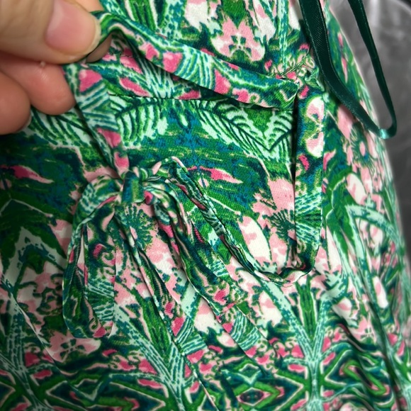 BCBGMAXAZRIA Keelie Floral Print Midi Dress Sleeveless Halter High Low Hem Sz. L - Picture 6 of 16